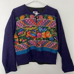 Vintage Guatemalan Embroidered Cotton Jacket Festival Hippie